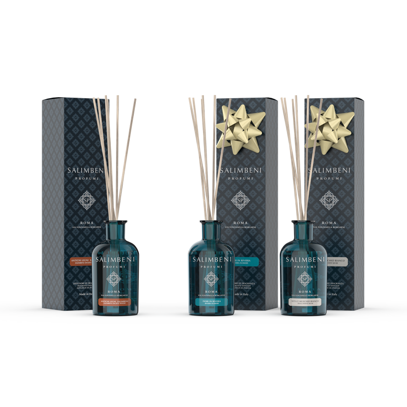 Salimbeni Antiek Hout 100 ml+ Bloemenrivièra 100 ml om GRATIS TE PROBEREN + Zijde en Witte Muskus 100 ml om GRATIS TE PROBEREN