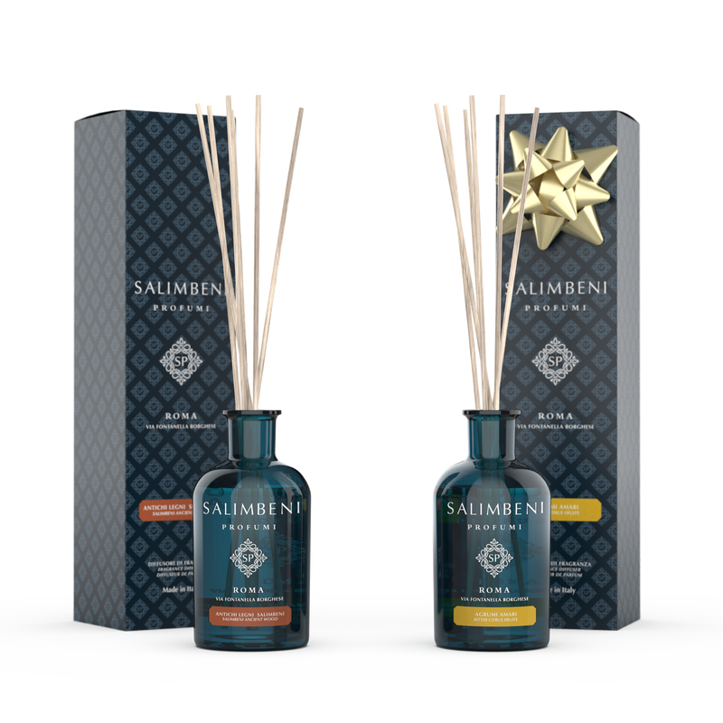 Salimbeni Antiek Hout 100 ml + Geurstokjes 100 ml GEUR NAAR KEUZE