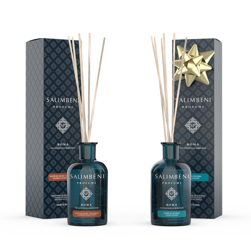 Salimbeni Antiek Hout 100 ml + Geurstokjes 100 ml GEUR NAAR KEUZE