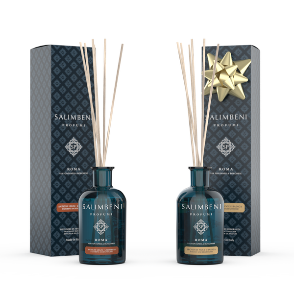 100 ml Salimbeni Antiek Hout Geurstokjes + 100 ml Notenhout en Bruyère Geurstokjes