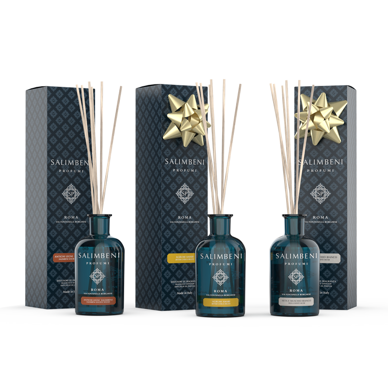 Salimbeni Antiek Hout 100 ml + Zijde en Witte Muskus 100 ml + Bittere Citrus 100 ml