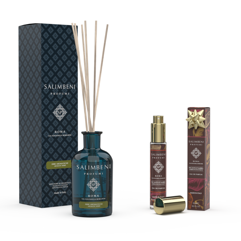 100 ml Aromatische Kruiden Geurstokjes + Eau de Parfum 15 ml - Amber Betovering