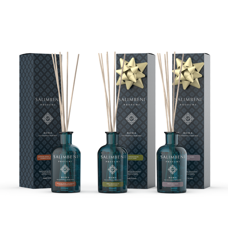 3 Geurstokjes 100 ml (Antiek Hout Salimbeni + Aromatische Kruiden om GRATIS TE PROBEREN + Elba Vijg om GRATIS TE PROBEREN)