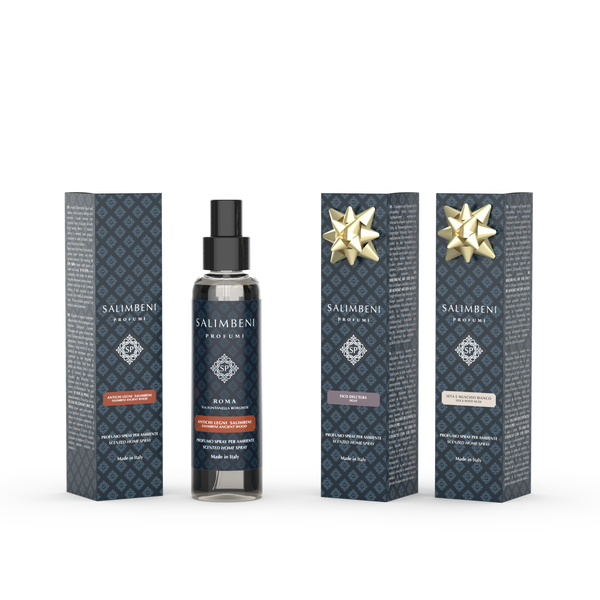 3 Huisparfum Sprays 150 ml (Salimbeni Antiek Hout + Elba Vijg + Zijde en Witte Muskus)