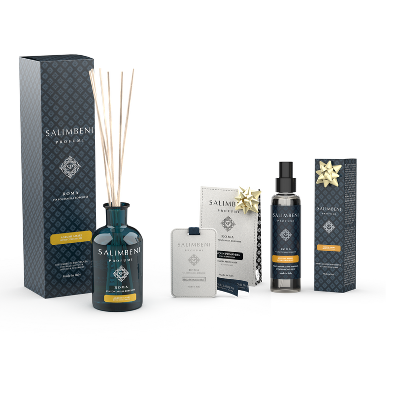 250ml Bittere Citrus + Geurkaarten voor de Kledingkast (3 stuks) - Linnen in de Lente + 150 ml Bittere Citrus Huisparfum Spray