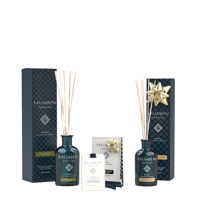 250ml Aromatische Kruiden + Geurkaarten (3 stuks) - Linnen in de Lente + 100ml Notenhout en Bruyère