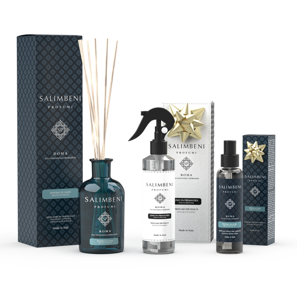 250 ml Geurstokjes Adem van de Zee + 250 ml Textiel Spray Linnen in de Lente + 150 ml Huisparfum Spray Adem van de Zee