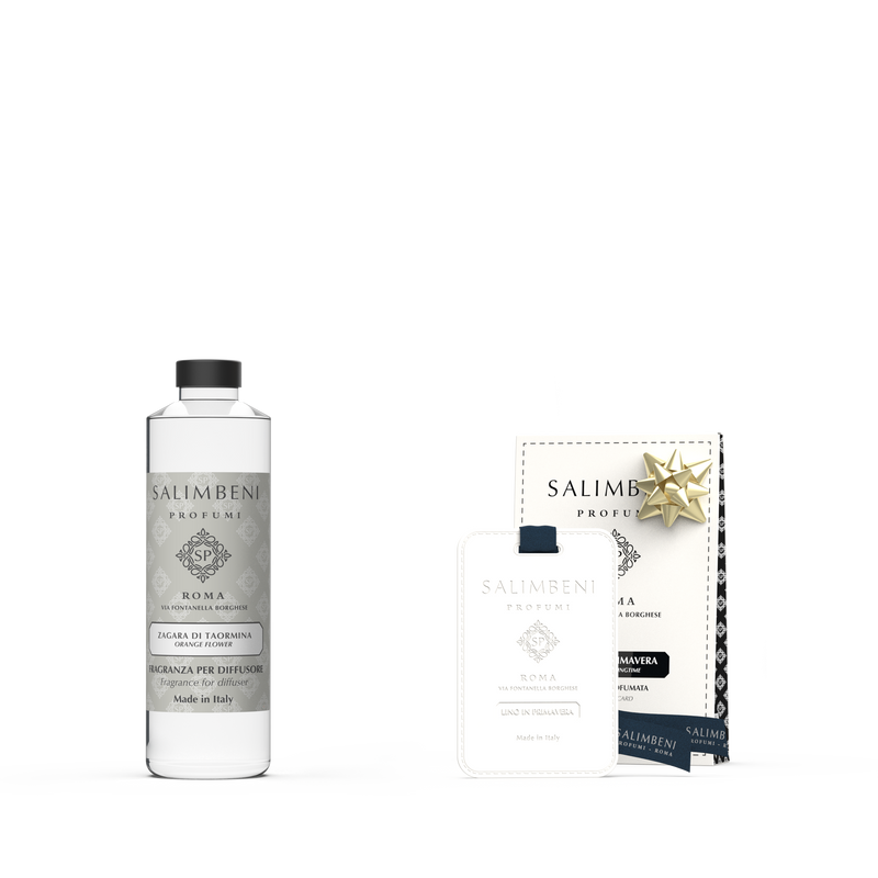 Taormina Oranjebloesem Navulling 250 ml + Linnen in de Lente Geurkaarten voor de kledingkast (3 stuks) GRATIS