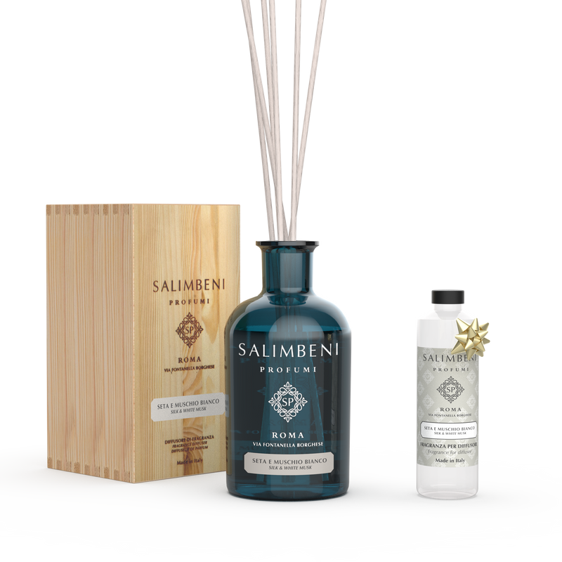 Zijde en Witte Muskus 1000 ml + Zijde en Witte Muskus  Navulling 250 ml
