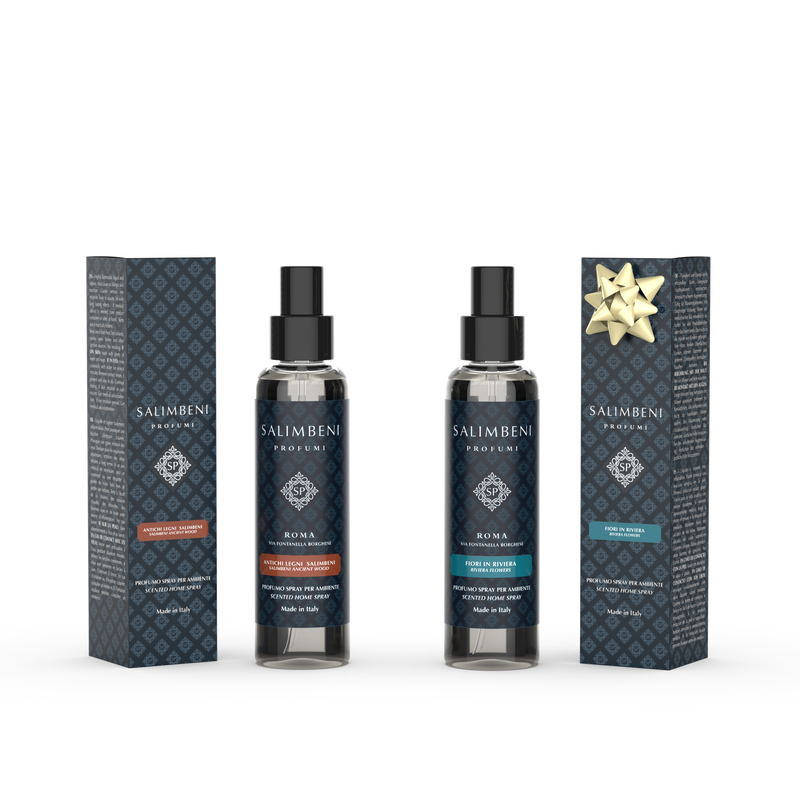 Huisparfum Spray 150 ml Salimbeni Antiek Hout + Huisparfum Spray 150 ml Bloemenrivièra om GRATIS TE PROBEREN