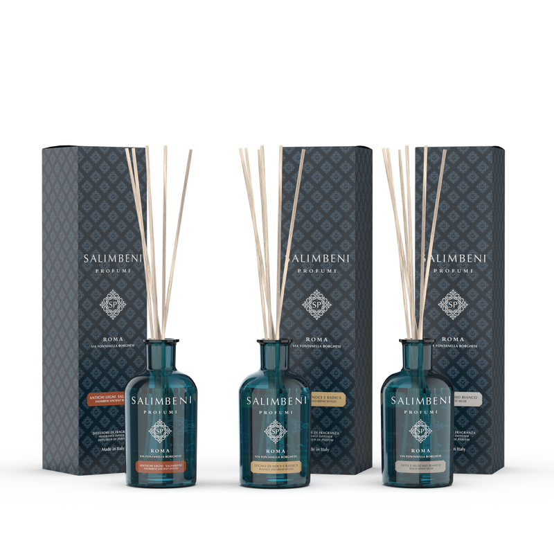 Salimbeni Antiek Hout 100 ml+ Notenhout en Bruyère 100 ml om GRATIS TE PROBEREN + Zijde en Witte Muskus 100 ml om GRATIS TE PROBEREN
