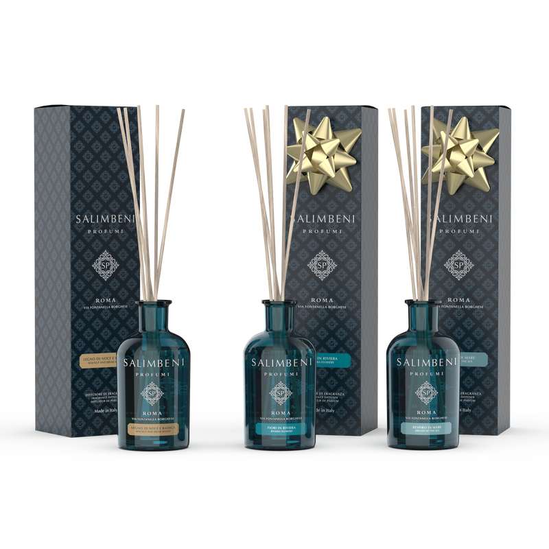 3 Geurstokjes 100 ml (Notenhout en Bruyère + Bloemenrivièra + Adem Van de Zee)