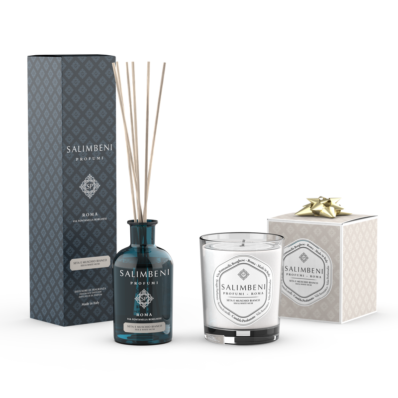 Zijde en Witte Muskus 100 ml + Zijde en Witte Muskus - Geurkaarsen GRATIS