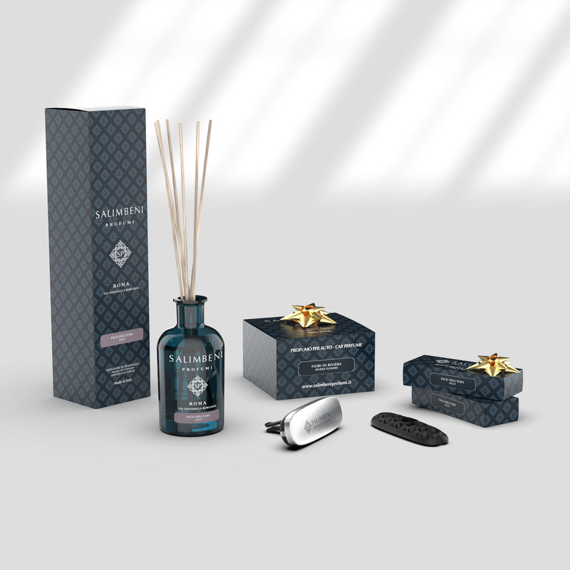 Elba Vijg 100 ml + Autoparfum chroom Bloemenrivièra + 2 Autoparfum navullingen Elba Vijg
