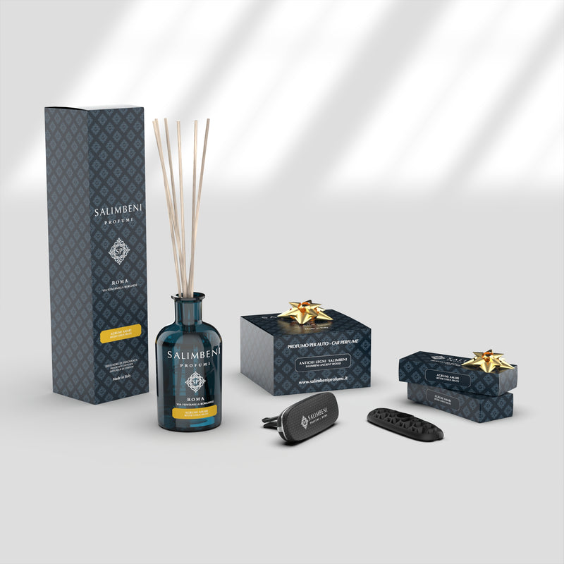 Bittere Citrusvruchten 100 ml + Antiek Hout Autoparfum Carbon Afwerking + 2x Navulling Autoparfum