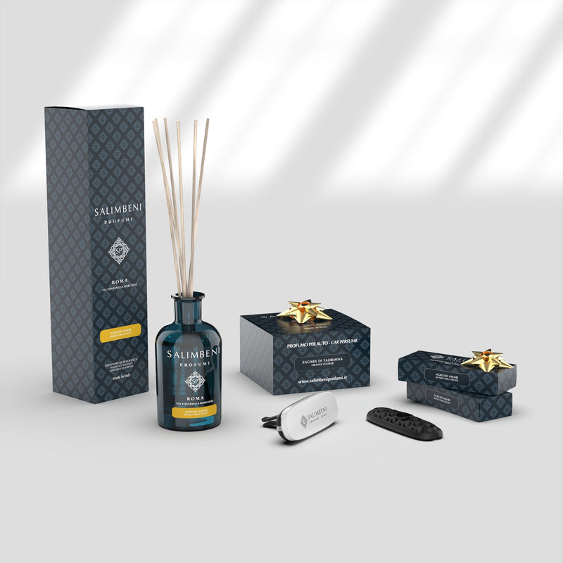 Bittere Citrus 100 ml + Autoparfum mat wit - Taormina Oranjebloesem + 2x Navulling Autoparfum Bittere Citrus