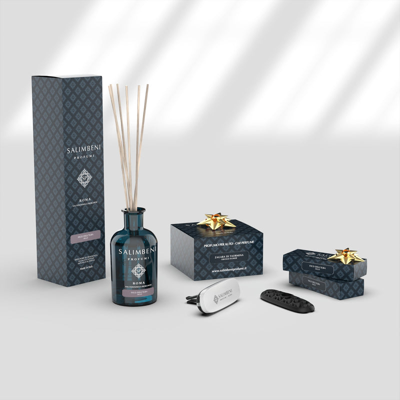 Elba vijg 100 ml + Autoparfum mat wit - Taormina Oranjebloesem + 2x Navulling Autoparfum Elba vijg