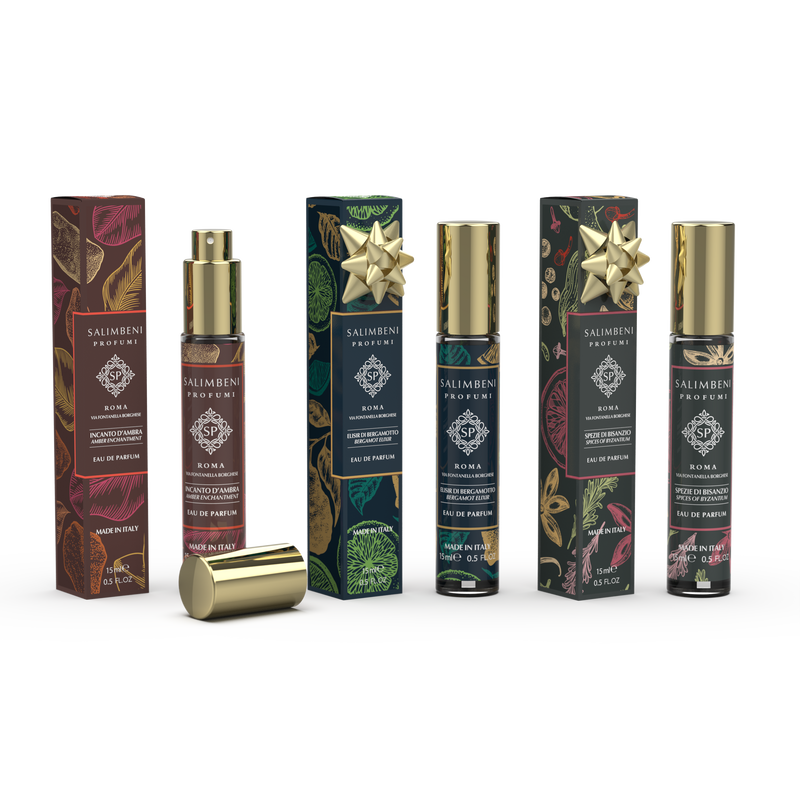 Reisparfum Set 45 ml: 3 Reisparfum (Amber Betovering + Bergamot Elixir Om GRATIS TE PROBEREN + Kruiden van Byzantion Om GRATIS TE PROBEREN)