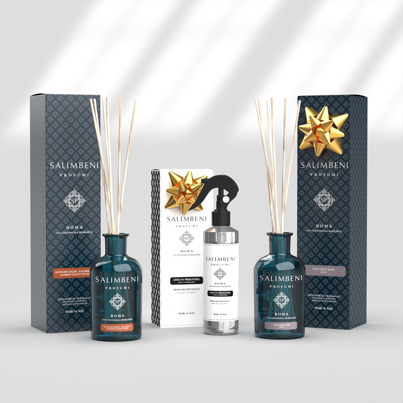 Salimbeni Antiek Hout 250 ml + Elba Vijg 250 ml + Textielspray 250 ml