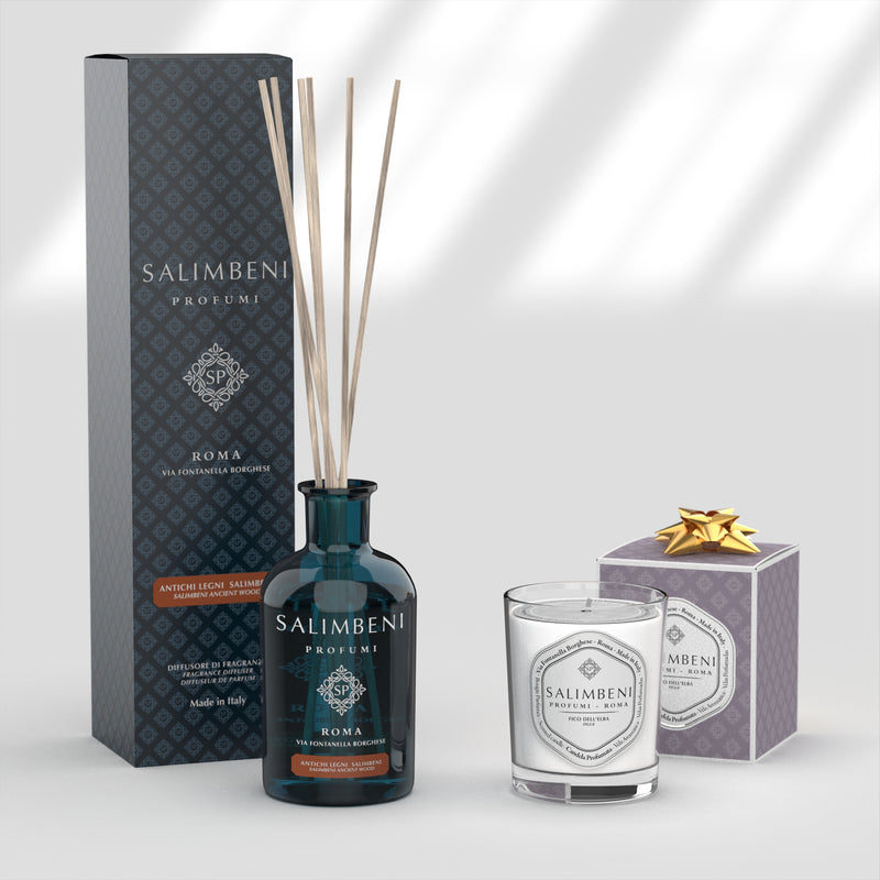 Salimbeni Antiek Hout 250 ml + Elba Vijg 190 gr Geurkaars