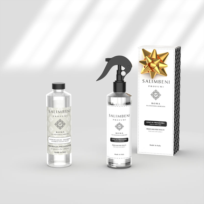 Navulling - Salimbeni Antiek Hout 250 ml + Textielspray Linnen in de Lente 250 ml