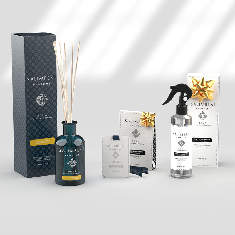 Bittere Citrus 250 ml + Textielspray 250 ml - Linnen in de Lente + Geurkaarten (3 stuks) - Linnen in de Lente