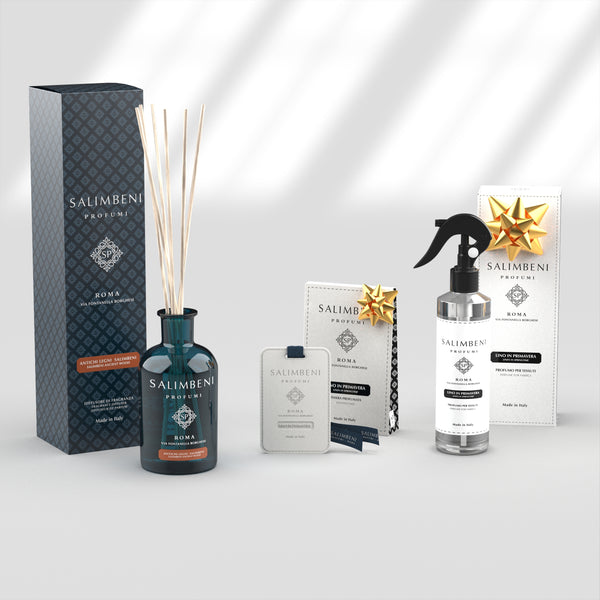 250ml Salimbeni Antiek Hout + 250ml Textielspray - Linnen in de Lente + Geurkaarten (3 stuks) - Linnen in de Lente