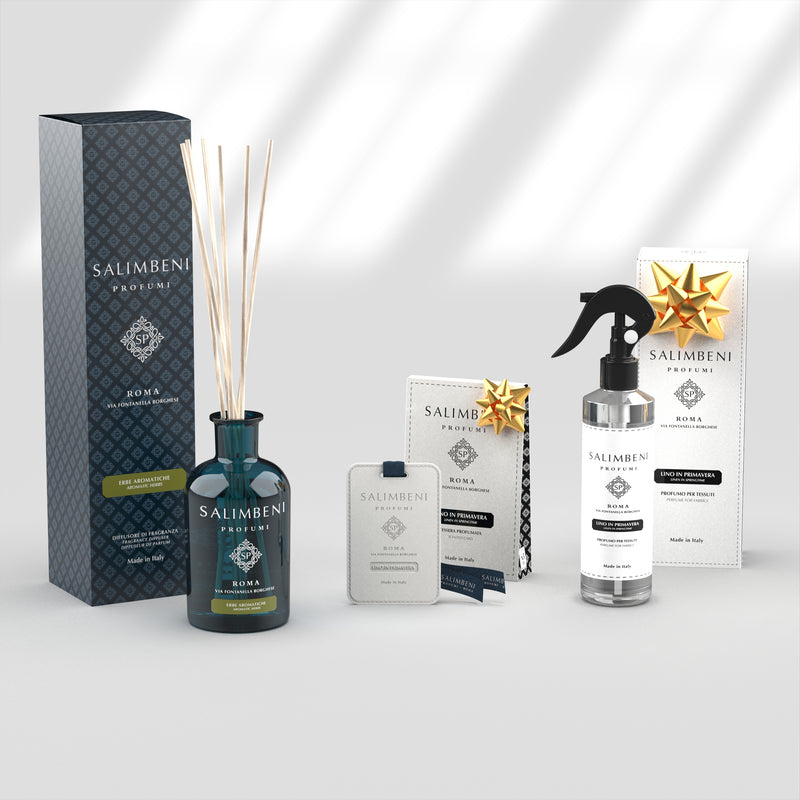 Aromatische Kruiden 250 ml + Textielspray 250 ml - Linnen in de Lente + Geurkaarten (3 stuks) - Linnen in de Lente