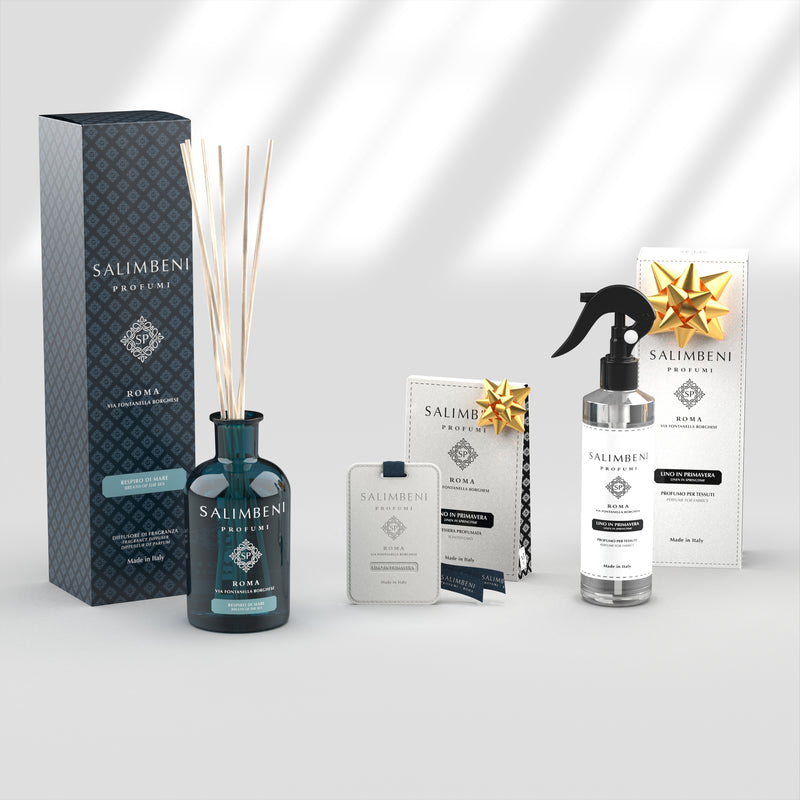 Adem van de Zee 250 ml + Textielspray 250 ml - Linnen in de Lente + Geurkaarten (3 stuks) - Linnen in de Lente