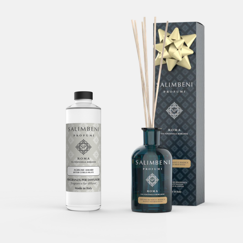 Navulling Bittere Citrus Salimbeni 250 ml + Geustojes Notenhout en Bruyère 100 ml
