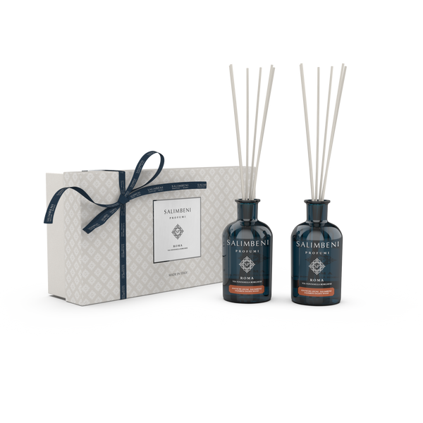 Premium Cadeaupakket (100 ml Salimbeni Antiek Hout +100 ml Geurstokjes naar keuze + Cadeauverpakking)