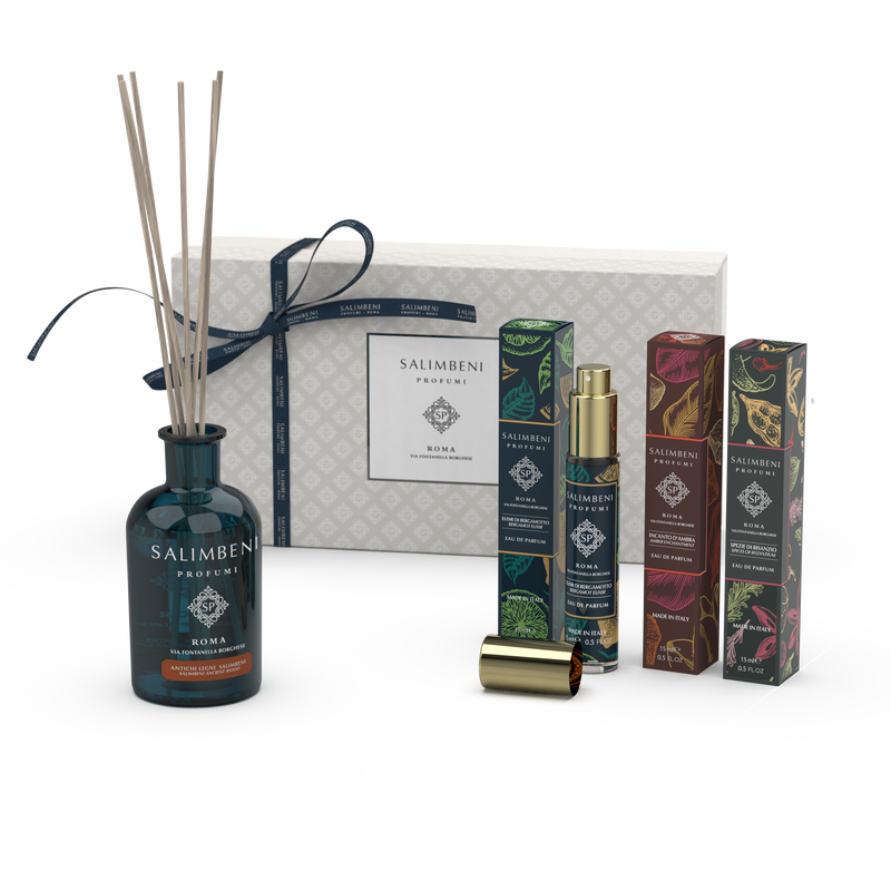 Cadeaupakket 100 ml Antiek Hout + 3 Reis Eau de Parfum 15 ml (Bergamot Elixir + Amber Betovering + Kruiden van Byzantion