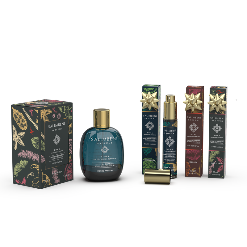 100 ml Eau de Parfum NAAR KEUZE + Drie Reis Eau de Parfums (15 ml Bergamot Elixir + 15 ml Amber Betovering + 15 ml Kruiden van Byzantion) om GRATIS TE PROBEREN