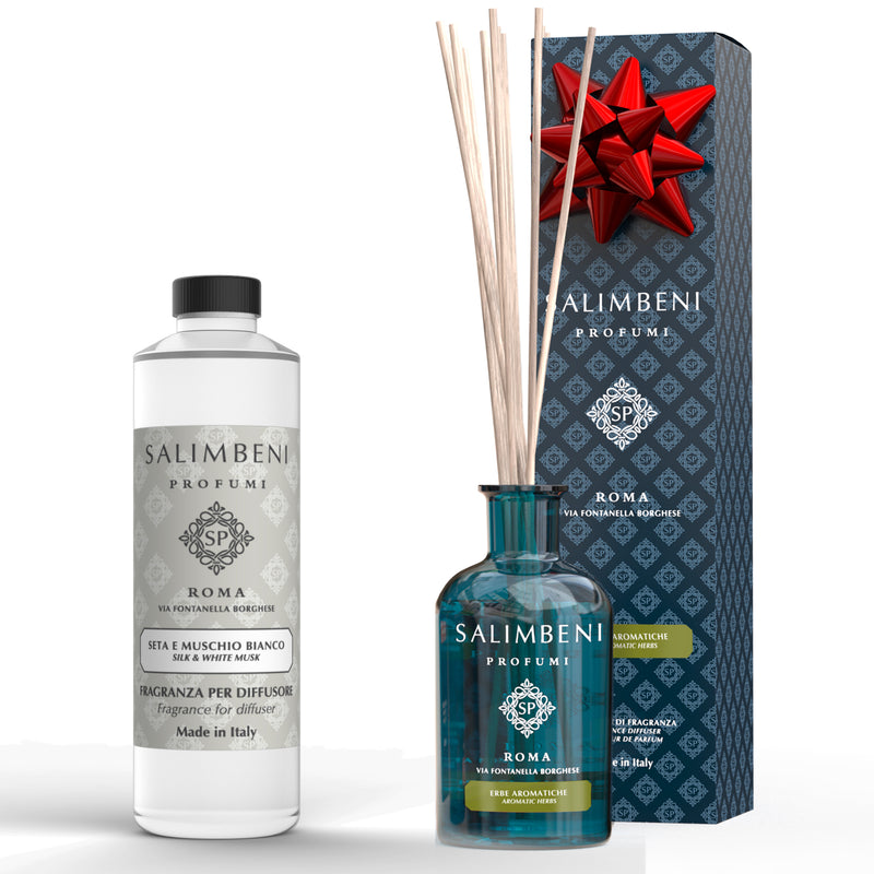 Navulling - Zijde en Witte Muskus 250 ml + Aromatische Kruiden 100 ml