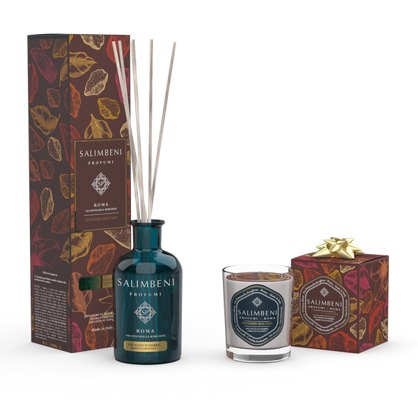 Founders Selection: Amber Betovering (250 ml Geurstokjes + Geurkaars 190 gr)