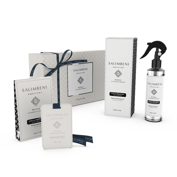 Premium Maxi Cadeaupakket Linnen in de Lente (Textielspray + Geurkaarten voor de kledingkast (3 stuks) + Cadeauverpakking)