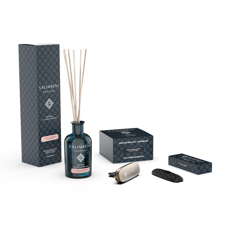 Taormina Oranjebloessem 100 ml + Autoparfum Bronzen Afwerking - Aromatische Kruiden + 1 Navulling Autoparfum